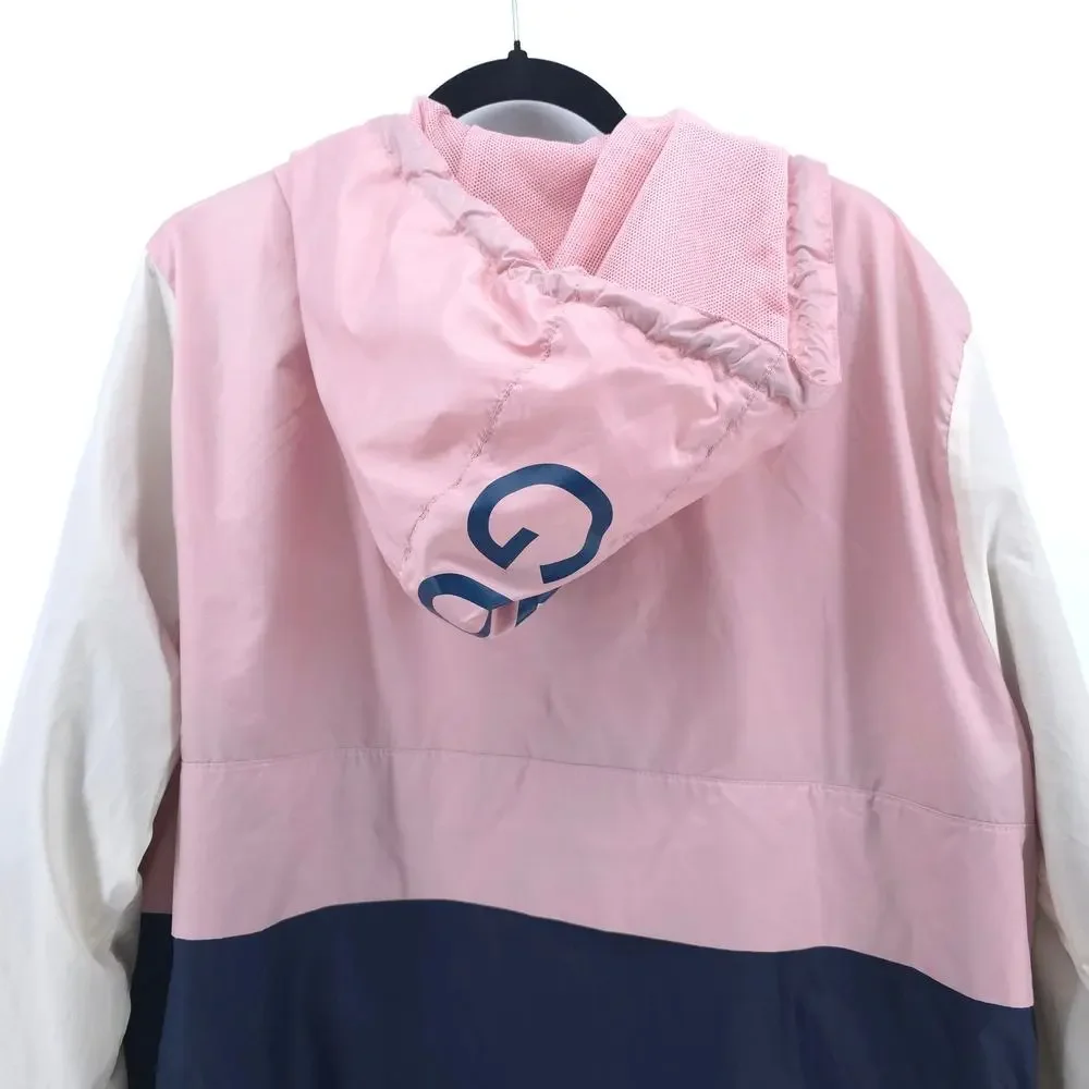 Guess Mens Colorblock Hooded Half Zip Pullover Windbreaker Zipper Front Pocket L - Picture 11 of 13